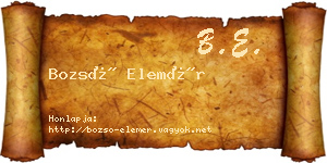 Bozsó Elemér névjegykártya